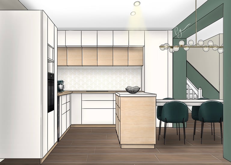 Cuisine IKEA avec ilot central et niche
