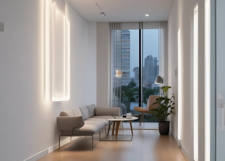 A view of a building through a window