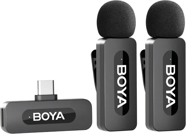 BOYA Micrófono de Solapa inalámbrico Dual para Android Smartphone Laptop 
