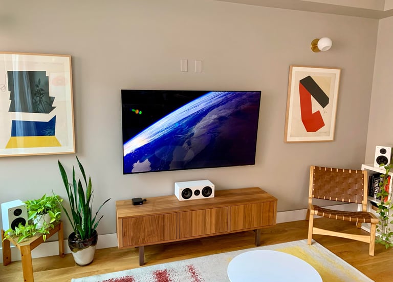 Living room with smart TV wiring — TrinityLinc smart home Ontario