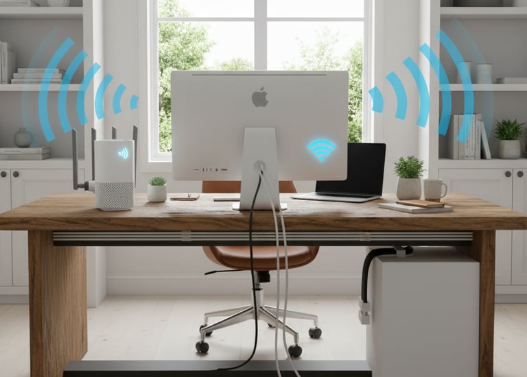 Home office with Wi-Fi router — TrinityLinc networking Ontario
