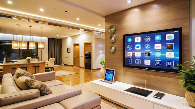 Living room with smart TV wiring — TrinityLinc smart home Ontario