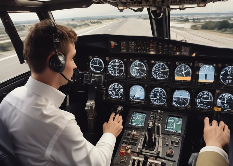 A group of aviation trainees engaged in a practical training session.