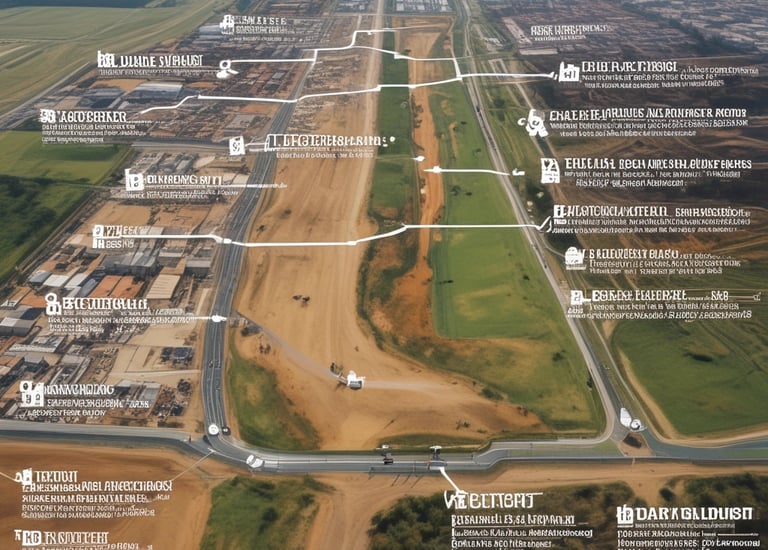 A detailed project timeline chart with milestones and budget indicators.