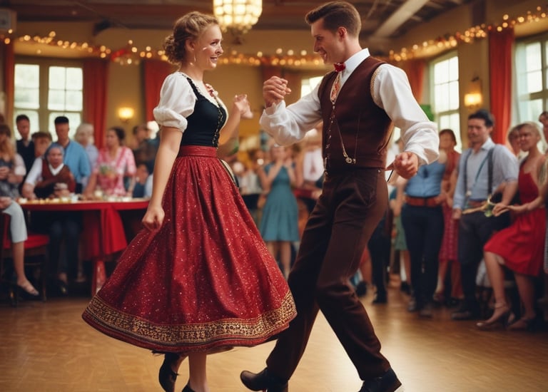A lively dance performance during a festival celebration.