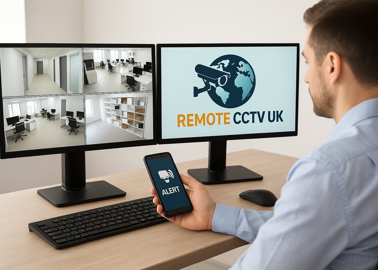 Live view of UK business site secured with Remote CCTV UK’s proactive video surveillance service.