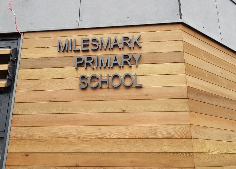 3D exterior lettering installed for Milesmark Primary School building