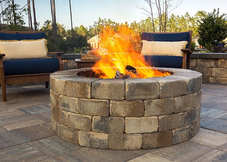 Custom patio and fire pit installation in Catawba County NC