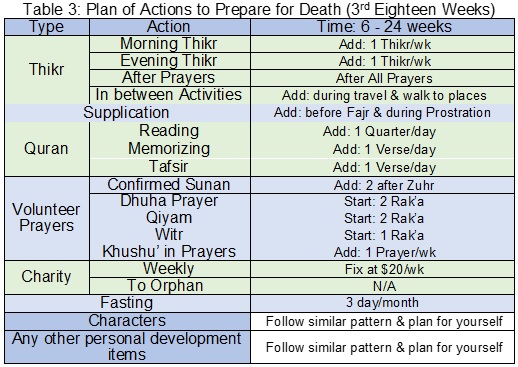 Table 3: Plan of Actions - 3rd 18 weeks