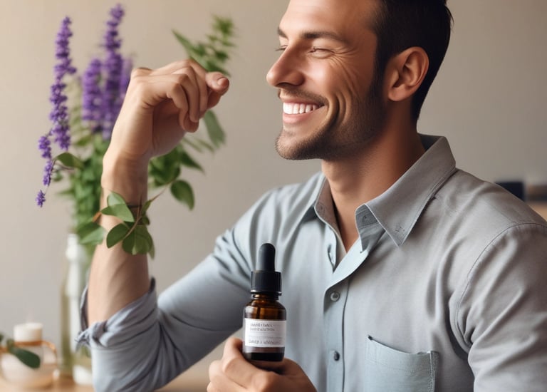 A serene aromatherapy consultation setting with essential oils.