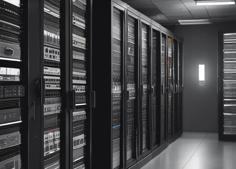 A group of men in a modern office setting. Two individuals are focused on a laptop screen, collaborating over something displayed. The room has a casual atmosphere with a modern layout, featuring multiple laptops on wooden tables and a digital whiteboard mounted on the walled section painted pink and white.