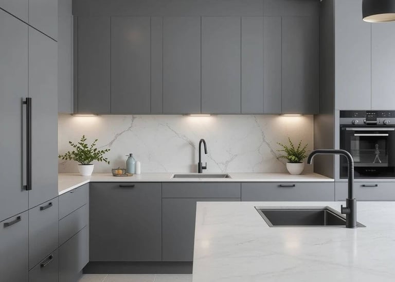 custom matt L shaped kitchen cabinets