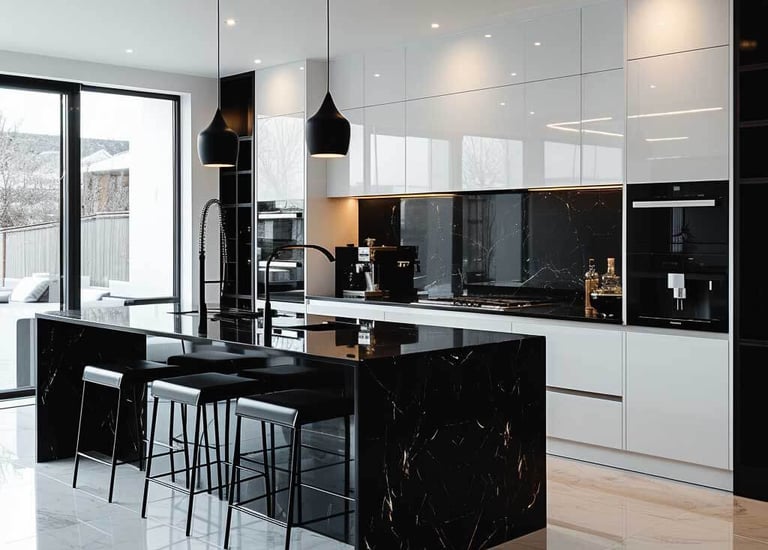 custom white black lacquer glossy kitchen cabinets