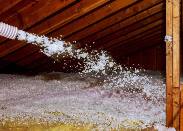 blown-in insulation in attic cavity