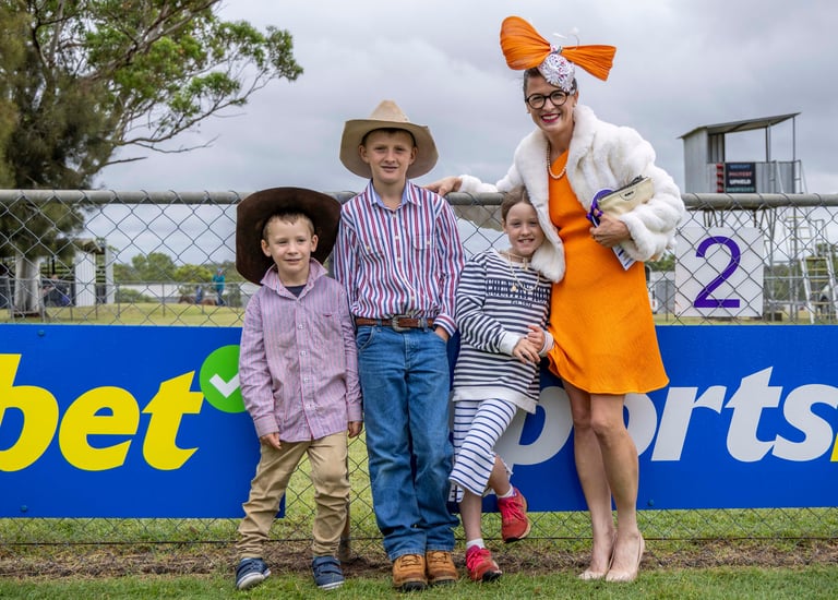 Family enjoying the races