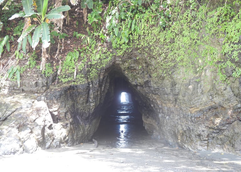a tunnel cave at a beach