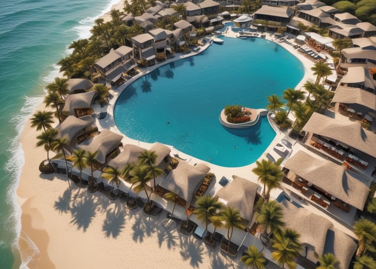 Resort-style residences surrounded by nature and water features.