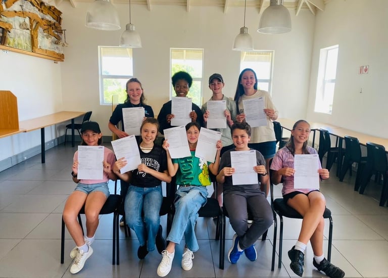 Students with their drama certificates