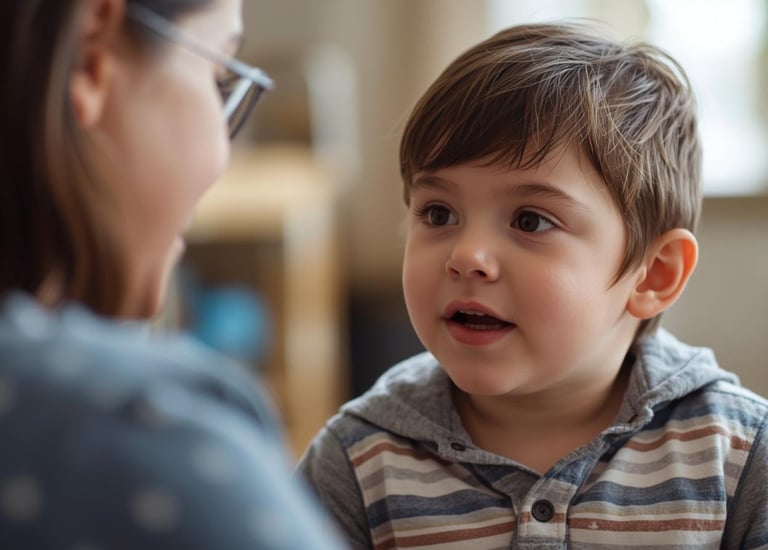 Kid with Development delay undergoing Speech Therapy