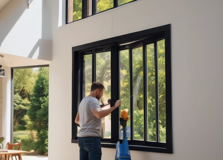 An architectural interior featuring a modern, geometric design with a floating glass and white structure against a wall of gray marble. The ceiling is patterned with a grid of recessed lights and panels, enhancing the clean and contemporary atmosphere.