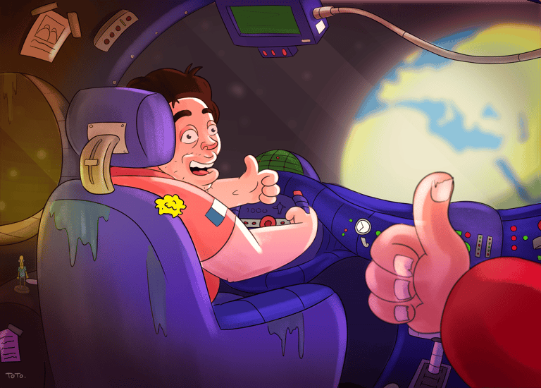 illustration d'un personnage encourageant son ami, pour mettre en avant mes compétences artistique
