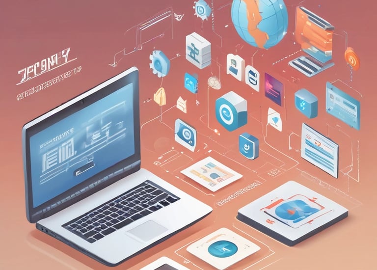 A graphic illustrating software solutions provided by mdm llc.