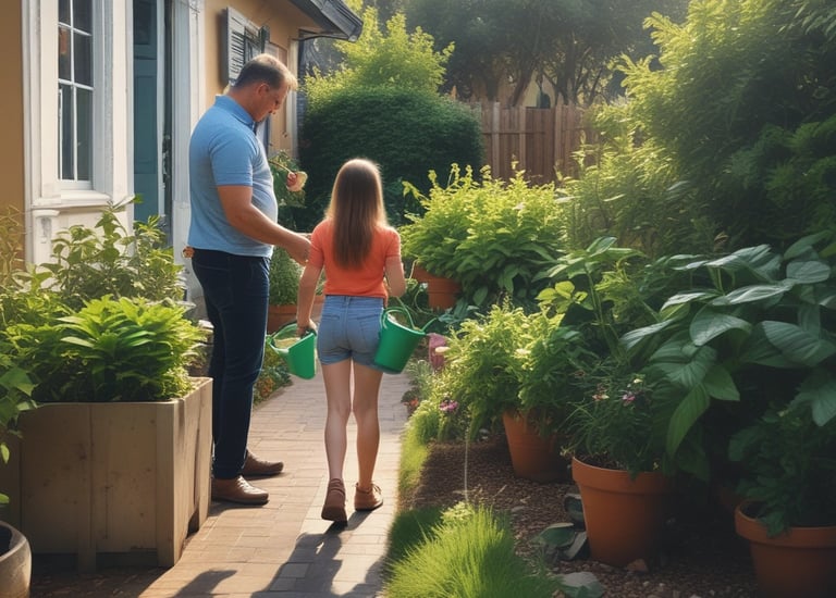 a man riding a skateboard down a street next to tall buildings