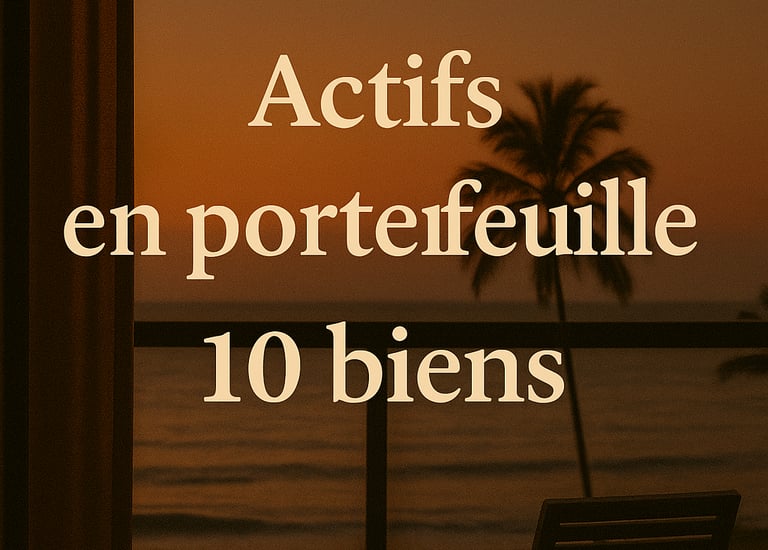 Façade d’un boutique-hôtel caribéen au crépuscule illustrant les 10 actifs hôteliers et résidences en portefeuille exclusif H