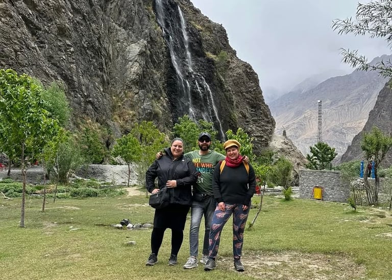 tourists in Manthoka waterfall skardu