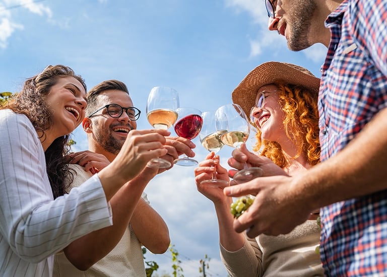 group of friends enjoying wine
