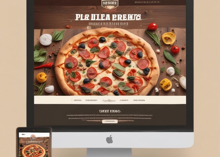 An elegant pizza showcase website design.