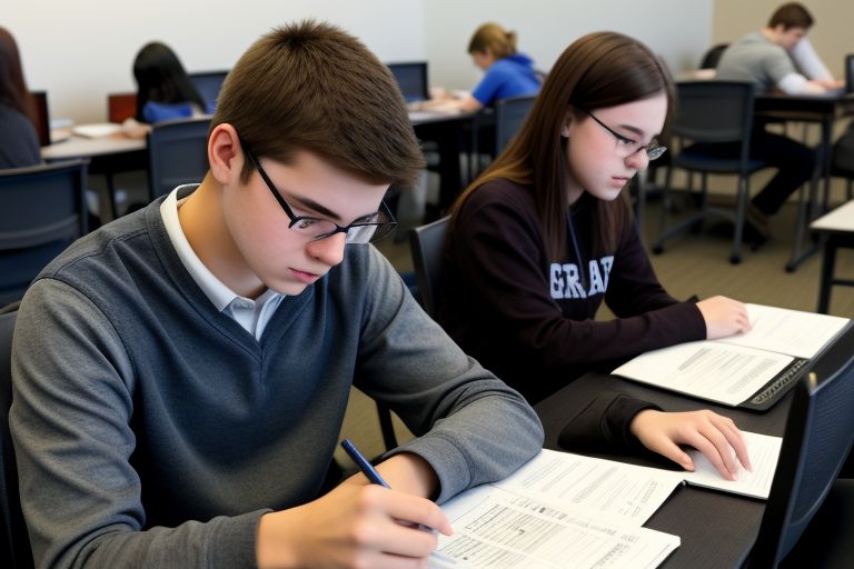 two students taking the PSAT in school