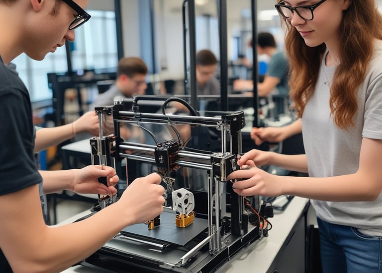 A teacher guiding students through a coding exercise.