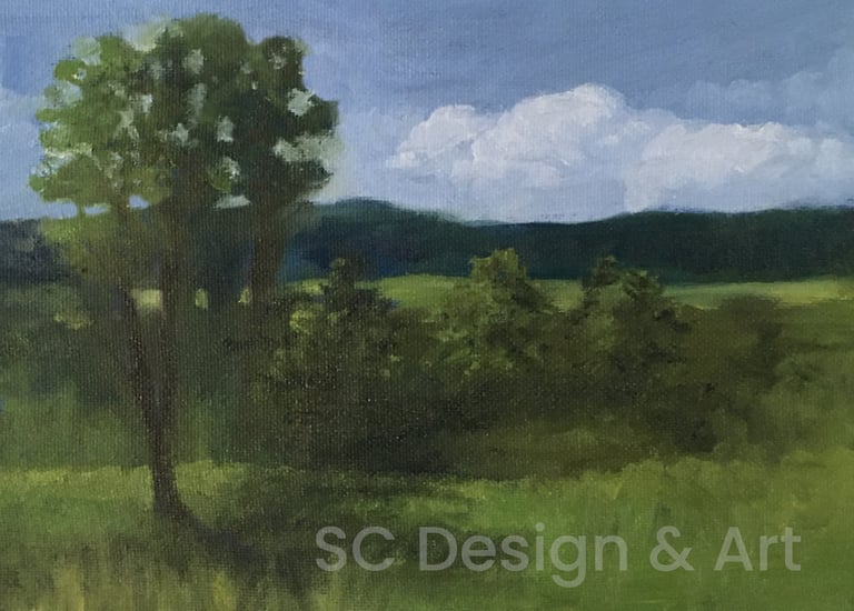Roadside landscape oil painting