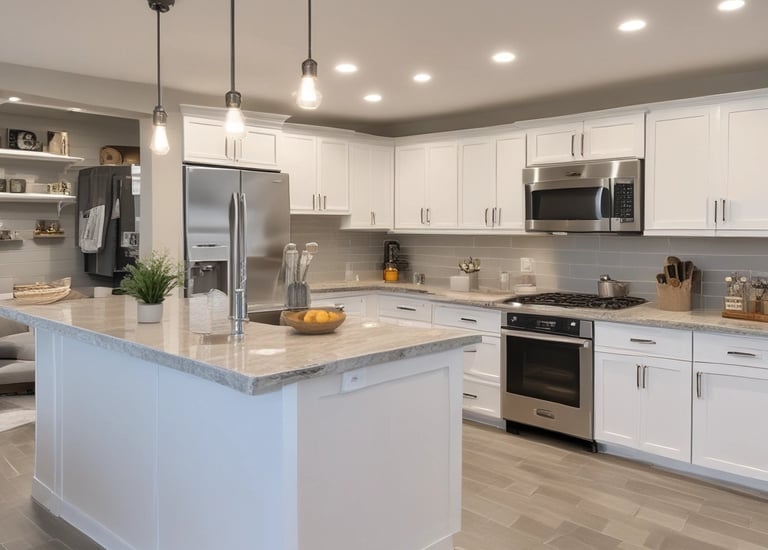 After photo of the same commercial space with modern design and lighting.