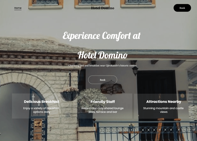 a hotel website design for hotel domino