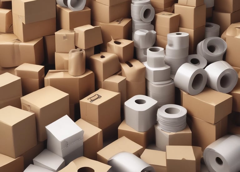 A customer packing a box with supplies.