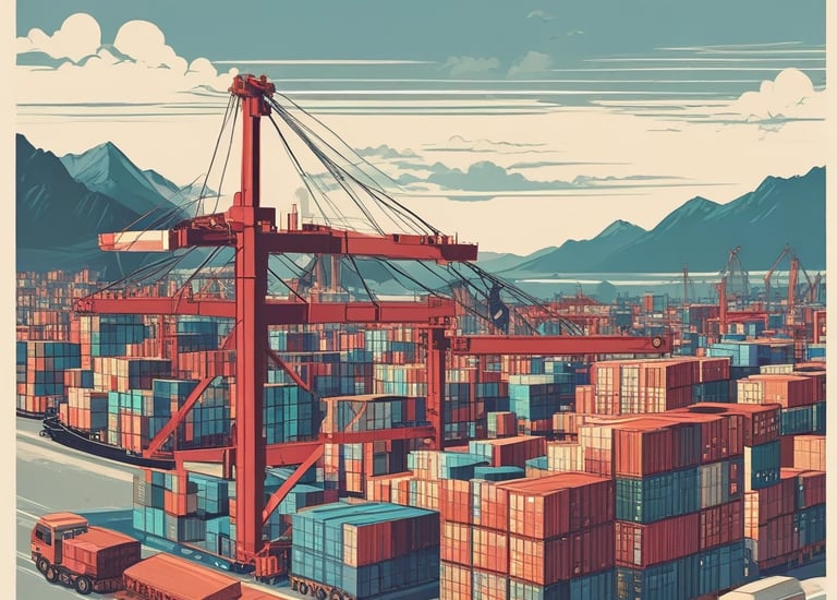 A vintage political poster depicts three cartoonish figures in exaggerated national costumes. The central figure, representing the United States, wears a top hat and striped pants. To the right, a figure representing Germany is dressed as a militaristic officer. On the left, a British character stands with crossed arms wearing a jacket featuring the Union Jack. The text above reads 'Free imports have made Britain the dumping ground of all nations.' Additional text below advocates for tariff reform to protect British trade.