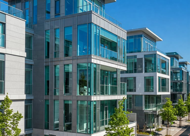 un immeuble de style moderne avec baies vitrées