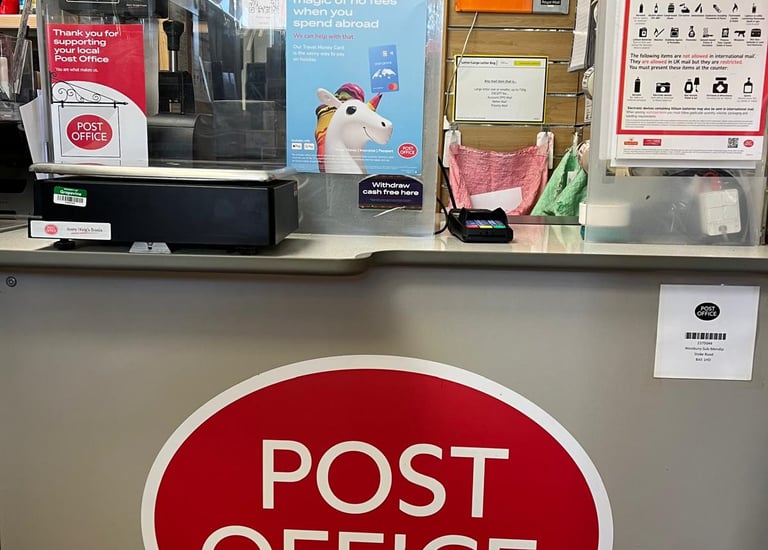 Westbury-sub-Mendip Community Shop Post Office counter