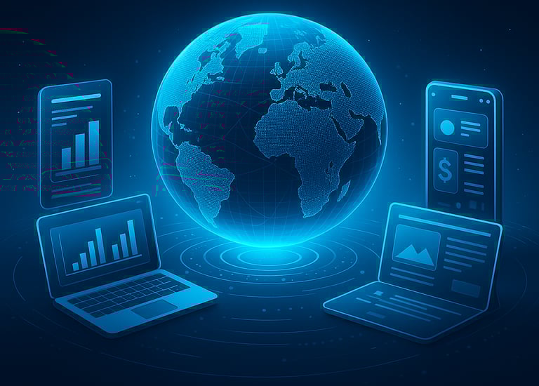 Visual summary of HBI Ecosystem’s core solutions including B2B trade, blockchain, and AI-driven business tools.