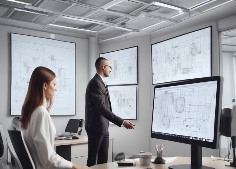 A metallic robotic hand and a human hand point towards each other at the center. Between them, there is a stylized, crystal-like representation of the letters 'AI'. The background is a gradient of orange shades.