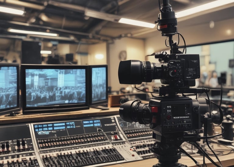 A vibrant church gathering with people singing together.