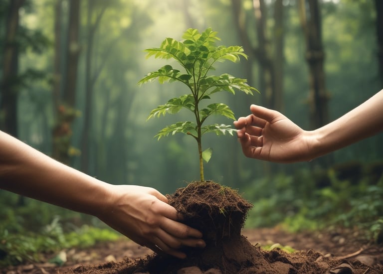 A vibrantly colored, psychedelic-style image features a vintage Volkswagen van parked in a park setting. The van's back is open, displaying various playful and quirky items such as plush toys, novelty signs, and decorative objects. An array of bright, colorful items are scattered around, including a purple box and vibrant masks or hats. The surrounding environment is surreal, with distorted color effects applied to the grass and trees.