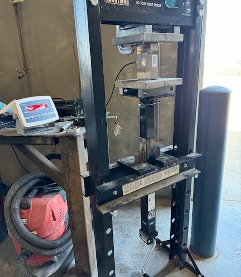 Load Testing Trailer Jack with Calibrated Load Cell