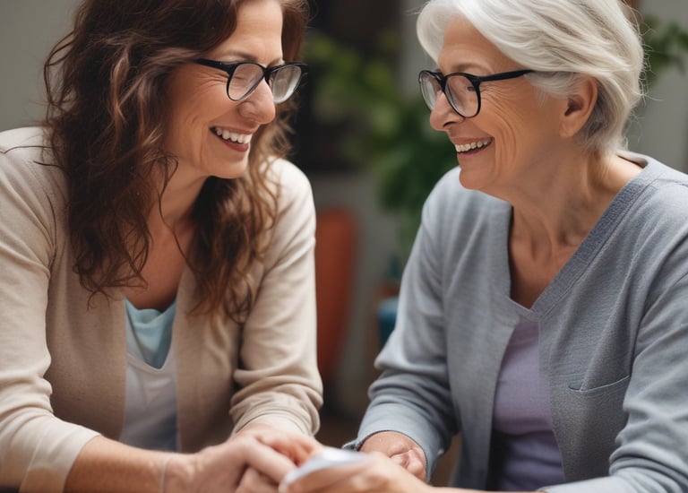two women talking while looking at laptop computer