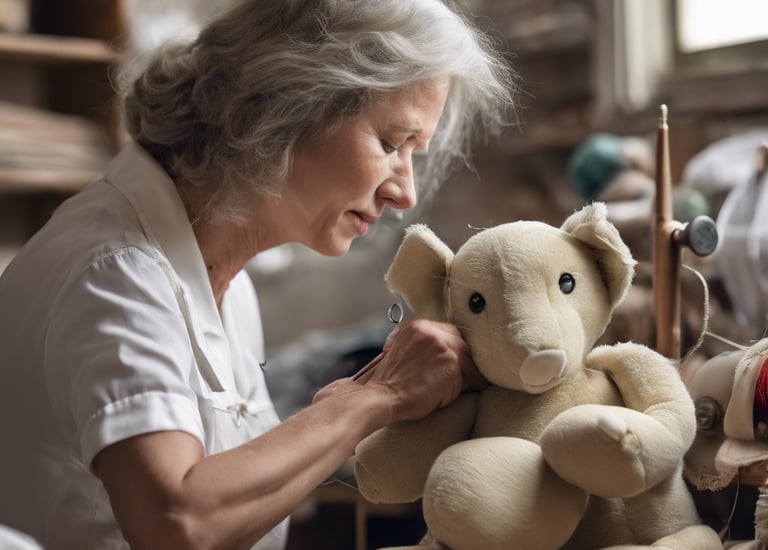 a group of stuffed animals sitting next to each other
