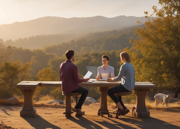 A teamwork scene with nurses discussing care plans.