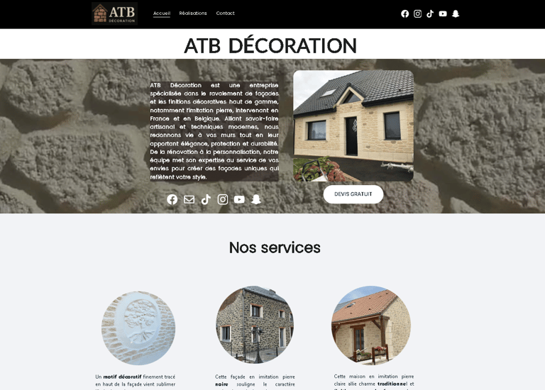 Aperçu d’une réalisation IT Consulting : création du site vitrine ATB Décoration pour une entreprise