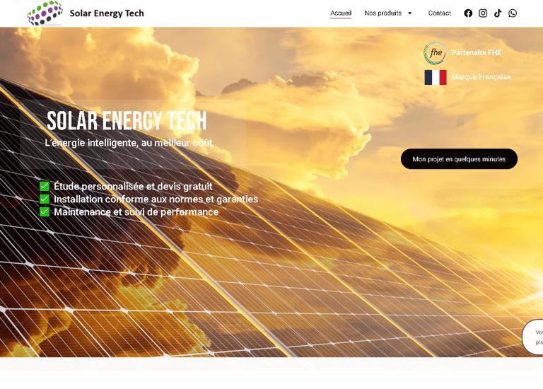 Aperçu d’une réalisation IT Consulting : création du site vitrine Solar Energy Tech pour une entrepr